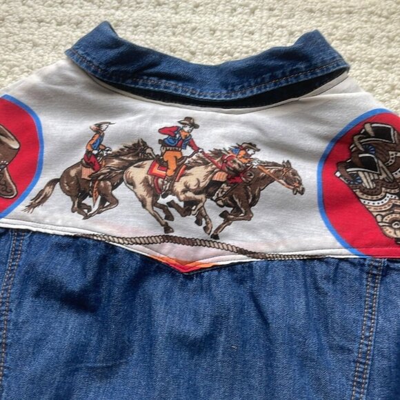 H&M Custom Cowboy Denim Western Shirt Size 10 - Picture 7 of 14